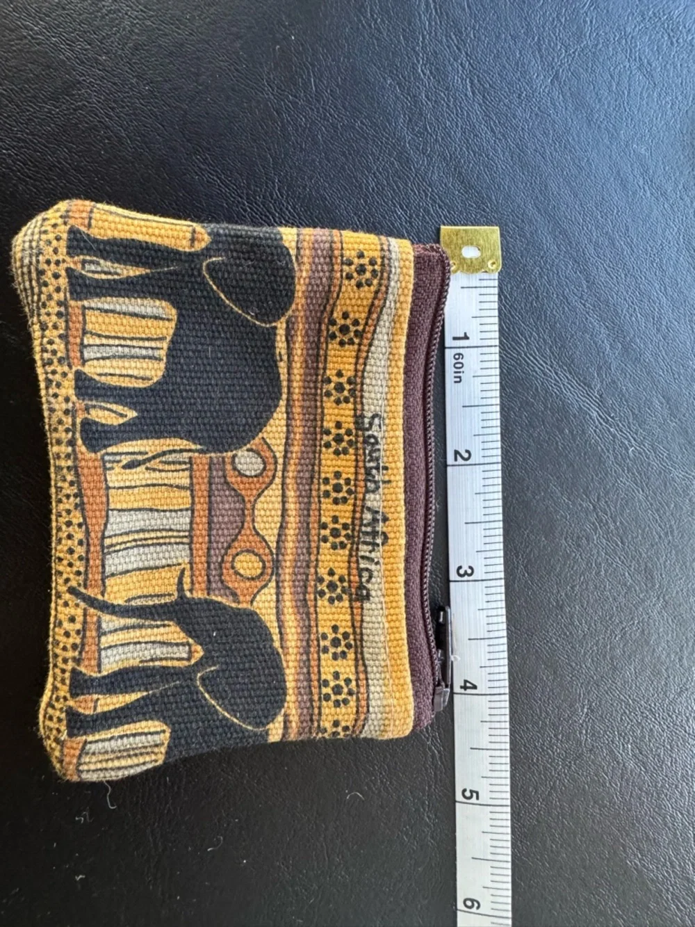 Set of 3 Small Printed Pouches - Black, Yellow, Red Accents